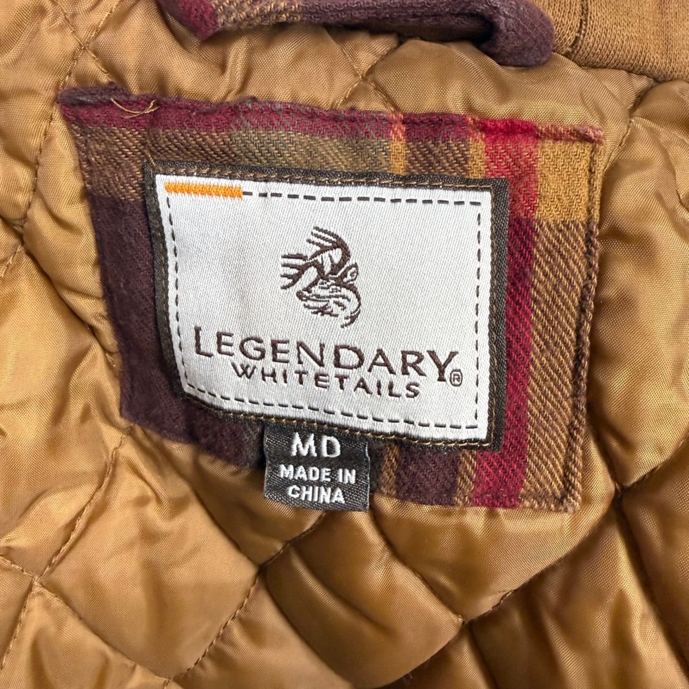 Legendary Whitetails Mens Medium Plaid Quilted Flannel Hooded Shacket